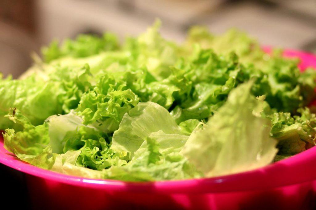 Lettuce prepared in a salad bowl